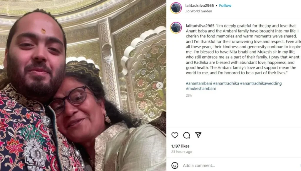 Anant with Nani in wedding with Instagram post 